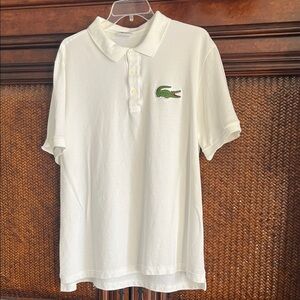 Lacoste White Polo with Green Crocodile Logo